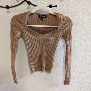 Express Sweetheart-Neck Brown Top